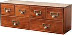 6-Drawer Vintage Desk Organizer Classic Brown Wood Storage Drawers for Tabletop - Slim Retro Style Desktop Organizing Cabinet