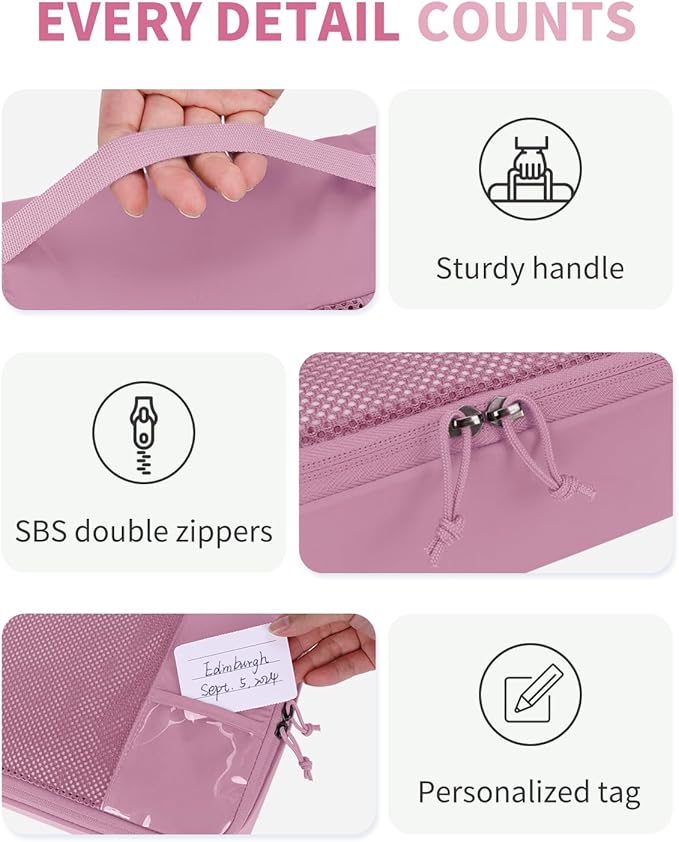 ECOHUB 6 Set Packing Cubes for Travel Durable Suitcase Organizer Bags Set with Personalized Tag Travel Essentials with Shoe B
