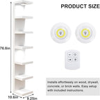 Fixwal 7 Tier Wall Shelf White Wall Mounted Lack Shelf with LED Lights for Home Decor Organizer