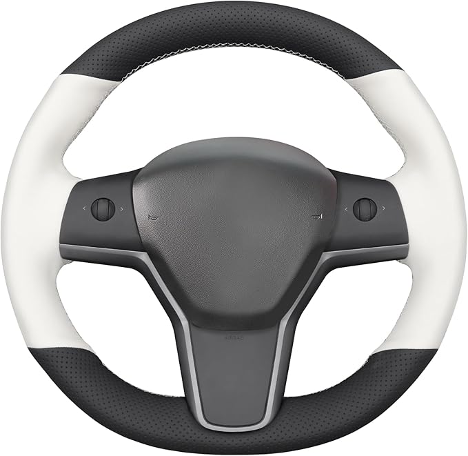 MEWANT Tesla Model 3/Model Y Hand Stitched Steering Wheel Cover for Tesla Model 3 2017-2023 / Model Y 2020-2023 for Tesla Model 3/Y Accessories
