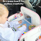 MENZOKE Kids Travel Tray for Toddler Car Seat, Toddler Travel Activities for Girl with iPad Holder Stand & Storage Pockets, R