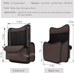 Car Organizer Storage Between Seats, Leather Large Capacity Automobile Handbag Hanging Store Content Bag, Auto Console Organizer Holder for Snack Phone Document Storages, Car Accessories (Brown)