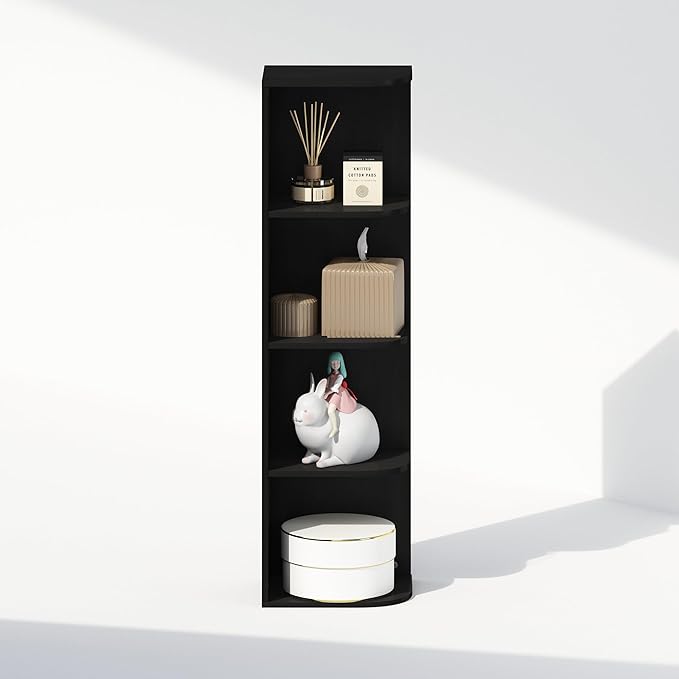 Furinno Reed Corner Shelf, 4-Tier Corner Bookshelf, Book Shelf, Corner Shelves, Storage Rack, for Organization and Storage, H