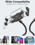 woleyi Cup Holder Tablet Mount for Car, [Double Device Clamp] Dual iPad Phone Car Mount with 10" Gooseneck Adjustable Arm for iPad Pro Air Mini, Galaxy Tabs, Z Fold, Fire HD, iPhone, 4.7-13" Devices