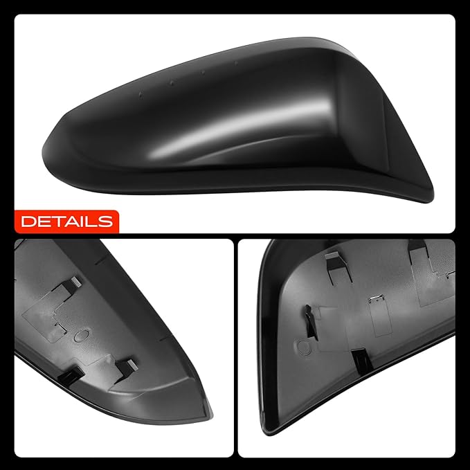 A-Premium Passenger Side Rearview Mirror Cover Cap - Compatible with Toyota Highlander 2014-2019 - Smooth Black, with Turn Signal Hole