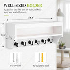 Nekon Key Holder Wall Mount, 12.8" W x 5.6" H x 3.7" D Wall Mounted Key and Mail Organizer with 6 Key Hooks, Key Racks for Ho