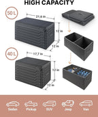 Owleys Car Caddy Organizer Set - 17.7" + 21.6" SUV Trunk Organizer Bundle For Road Trips, Groceries & Tools - Foldable