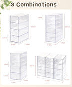 VZKAH Clear Acrylic Organizer with Drawers | 15-Drawer Desktop Unit | Makeup & Desk Organization and Storage Box for Office, 