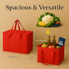 musbus 4 Pack xl Insulated Grocery shopping bag, Red, Cooler bag, zipper, Foldable, Tote, Cold and Hot,for Men/Women, Delivery, for Picnic