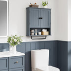 RRX Bathroom Cabinet Wall Mounted Medicine Cabinets with Towels Bar, Over The Toilet Storage Cabinet with 2 Doors and Adjusta