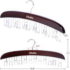 Belt Hanger Organizer for Closet: Ohuhu 12 Hooks Max 36 Belts Tie Rack Wooden Belt Holder for Storage 360 Degree Rotating Spa