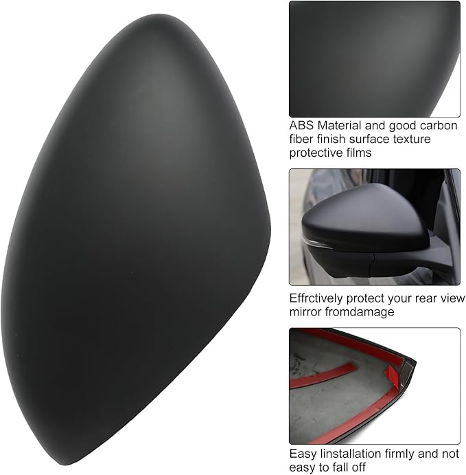 ROCCS Compatible with 2021-2023 Mustang Mach-E Side Mirror Cover Caps Auto Car Mirror Cover Rearview Mirror Guard Covers Replacement Door Side Exterior Decoration Trims Accessories(Matte Black)