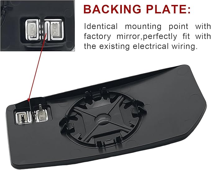 Passenger Side Mirror Replacement for Toyota Tundra 2022 2023, Right Lower Exterior Side Rearview Mirrors Glass, with Backing Plate, Power Heated