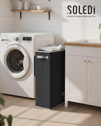 SOLEDI Slim Laundry Hamper with Lid, Narrow Laundry Basket with Removable Bags, Dirty Clothes Hamper with handle, Small Hampe