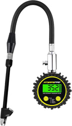 ATsafepro Digital Tire Pressure Gauge - Backlit Display, 200 PSI Accurate Tire Gauge - Hold Function, Long Hose, Dual Head Air Chuck, 4 Units, Bleed Valve, AAA Battery, for Car Truck RV