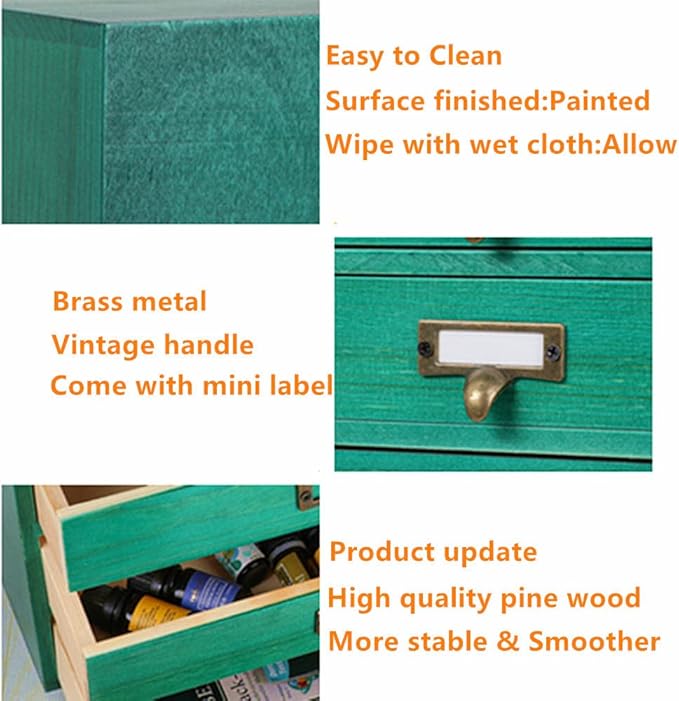 Desktop Organizer with Drawers - Card Catalog Cabinet, Small Wooden Drawers, Vintage Wooden Box, Rustic Desk Organizer and Ac