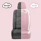 PIC AUTO Car Seat Covers, Cute Rabbit Premium Pink Leather Seat Covers, Universal Fit Front Seat Covers for Cars, Trucks, SUV