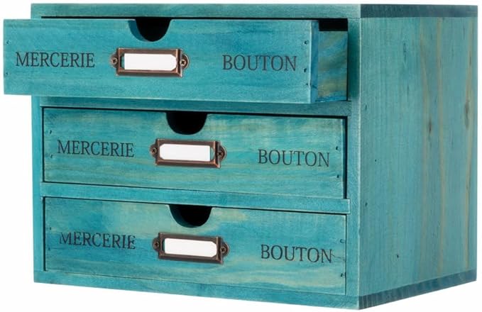 Wooden Storage Box Rustic Desktop Organizer with 3 Drawers Office Desk Accessories Shelf Small Craft Storage Containers Apoth