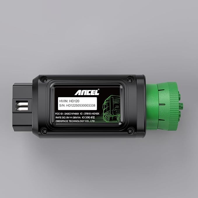 ANCEL HD120 Heavy Duty Truck Scanner with DPF Regen for Volvo & International MaxxForce Engine, Full-System HDOBD & OBD2 Diesel