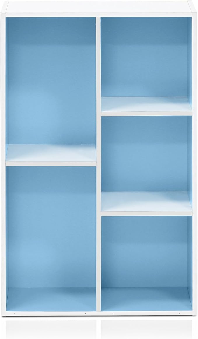 Furinno LUDER Book Shelf, 5-Cube Bookshelf, Reversible Bookcase, 9.4 x 19.5 x 31.5, Easy Assembly, for Living Room, Bedroom, 