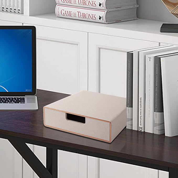 Stackable Drawer Organizer PU Leather Classic Handmade,Organize Home Office Desk Accessories and Sort Letter-Size Paper/a4 Do