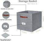 DECOMOMO Storage Cubes, 13x13x13 Storage Cube Bins with Labels, Fabric Organizer Bins (13" / 6pcs, Texture Grey)