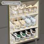 Shoe Slots Organizer, Adjustable 10 Pack Shoe Stacker for Closet Storage, Clear Double Layer Space Saver, Durable and Stackab