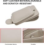 2 Pack Leather Car Sunglass Holder, Magnetic Leather Glasses Eyeglass Hanger Clip for Car, Sunglass Clip Glasses Holder for Car Visor-Beige