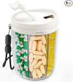 PULIV Large Supplement Organizer Bottle, Holds Plenty of 6 Various Vitamins in 1 Pill Dispenser with Anti-Mixing & Wide Openi