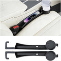 2PCS Car Seat Gap Filler, Soft Carbon Fiber Vehicle Between Seat and Console Organizer with Cup Holder, Prevent Falling Automotive Interior Chair Gap Plug, Universal Fit (Black)