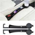 2PCS Car Seat Gap Filler, Soft Carbon Fiber Vehicle Between Seat and Console Organizer with Cup Holder, Prevent Falling Automotive Interior Chair Gap Plug, Universal Fit (Black)
