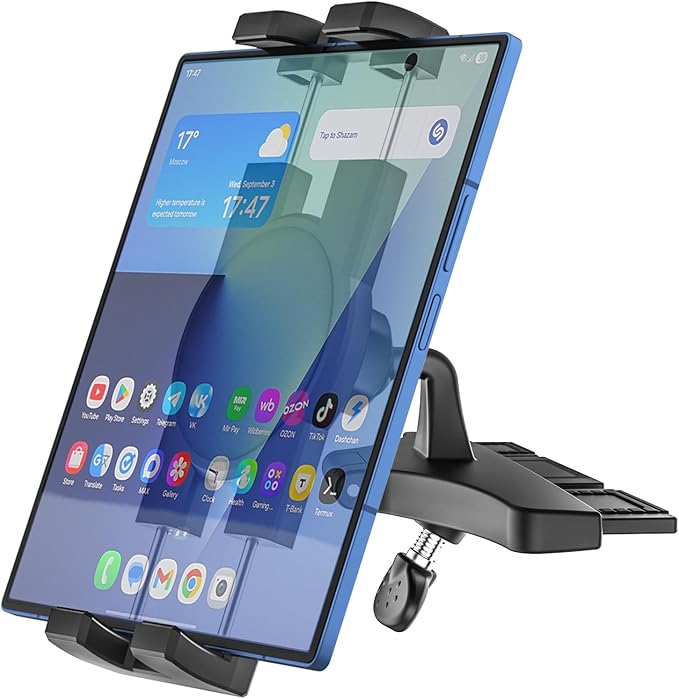 Car CD Slot Tablet Mount Holder for 4.7"-13" Phone & iPad Ultra Sturdy CD Player Car Tablet Holder Stand with 360° Rotation, Compatible with iPad Pro/Air/Mini, Galaxy Tabs, iPhone, Tablets