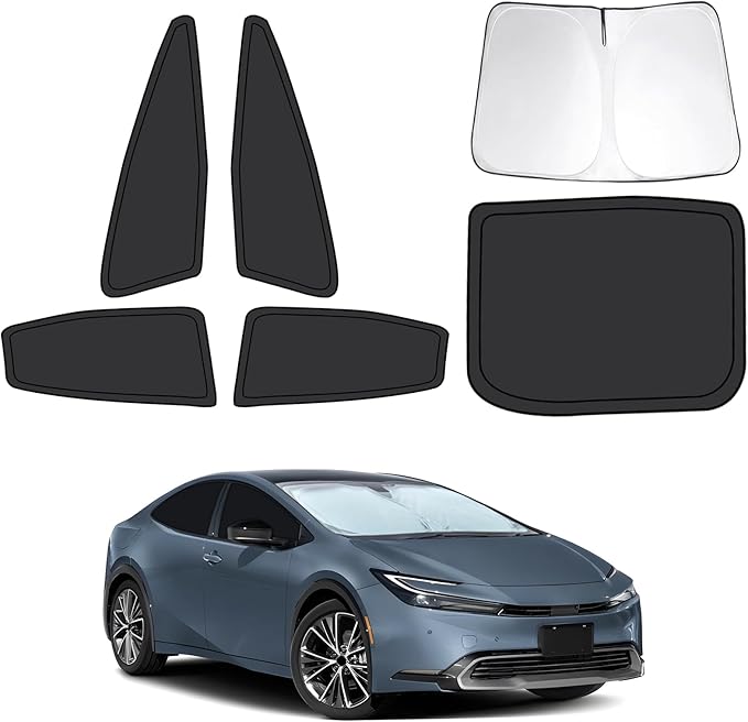 6pcs Car Window Shades for Toyota Prius 2023 2024 2025, Full Car Window Covers for Privacy, Sunshades for Prius Front Rear Windshield Side Windows to Block UV and Protect Privacy