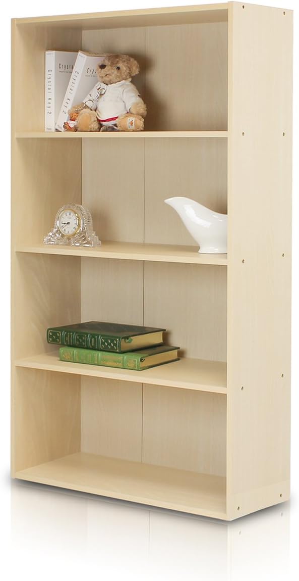 Furinno PASIR Book Shelf, 4-Tier Bookshelf, Bookcase with Open Shelf, 9.4 x 23.6 x 41.7, for Living Room, Bedroom, Home Offic