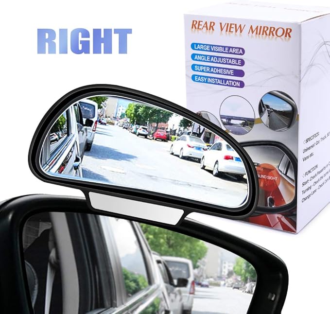 Car Blind Spot Mirrors(5.12 * 2.75in), Adjustable Auxiliary Universal Wide Angle Mirror for Universal Car SUV Mirrors Strong Adhesive HD Glass Mirror Frame Thickness Less than 5MM (L+R)