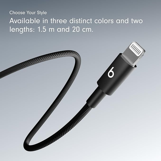 Beats USB-C to Lightning Woven Cable Fast Charging Durable/Tangle-Free Compatible Charger for Apple Devices w Lightning Ports