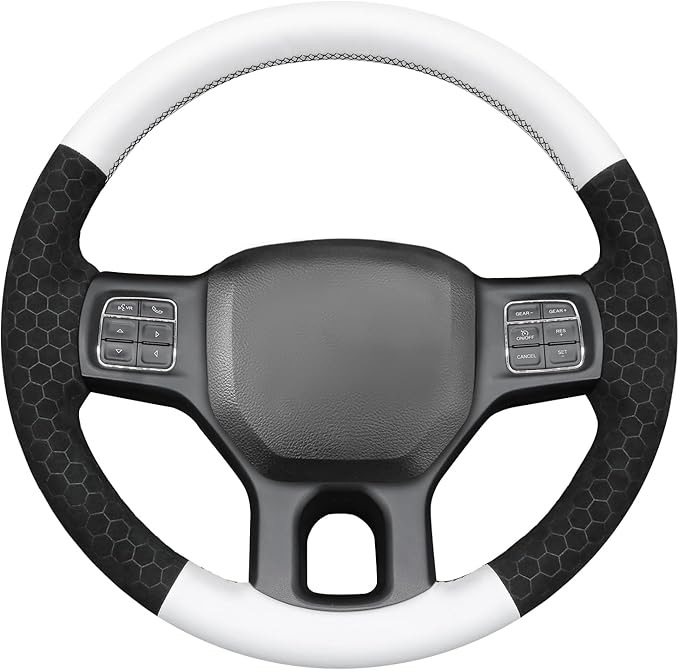 MEWANT Steering Wheel Covers for Dodge RAM 1500/1500 Classic / 2500/3500 / 5500 Hand-Stitched Genuine Leather ram Steering Wheel Wrap