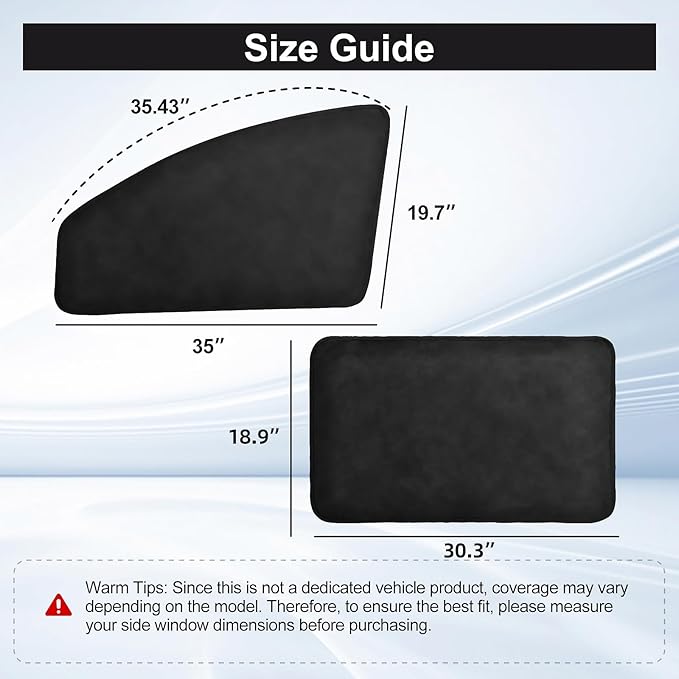 XCBYT Suede Car Window Shades for Side Windows, 4-Pack Ultra-Soft Magnetic Car Curtains, 100% Light Blocking Window Covers for Privacy, Baby Care, Camping & Road Trips