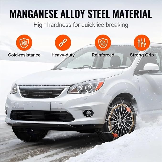 Diamond Mesh Automatic Tightening Snow Chains Anti-Slip Manganese Alloy Steel Traction Chains Fit for Snow & Icy Roads Car