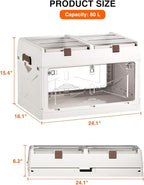 Closet Organizer and Storage Box, Large Essential Collapsible Plastic Car Trunk Container with Clear Lids and Doors, Open Fro
