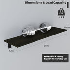 Floating Shelf Board for Wall 5/8" – No Brackets – 36" L x 12" W x 0.6" T Ash Melamine Wood Floating Shelves for Bathroom, Ki