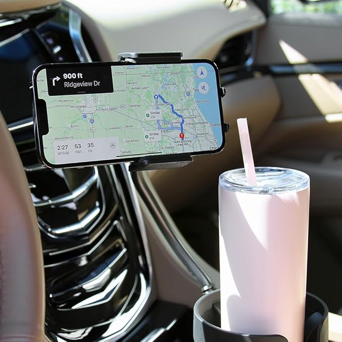 CupCargo Pro – 2-in-1 Car Cup Holder Expander and 360° Phone Mount with Adjustable Base and Flexible Neck, Universal Fit