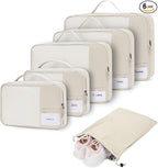 ECOHUB 6 Set Packing Cubes for Travel Durable Suitcase Organizer Bags Set with Personalized Tag Travel Essentials with Shoe B