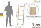 FUIN Fully Assembled 57in Bamboo Blanket Ladders Living Room Wood Decorative Wall Leaning Farmhouse Quilt Display Holder Rust