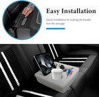 Car Back Seat Organizer, Leather Automotive Rear Seat Couch Cup Holder Expander Tray, Vehicle Cup Holder Tray Holds Snacks Remotes Phones for Truck RV Boat Couch Pillow Bed (Gray)