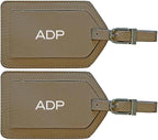 Personalized Monogrammed Leather Luggage Tags - 2 Pack