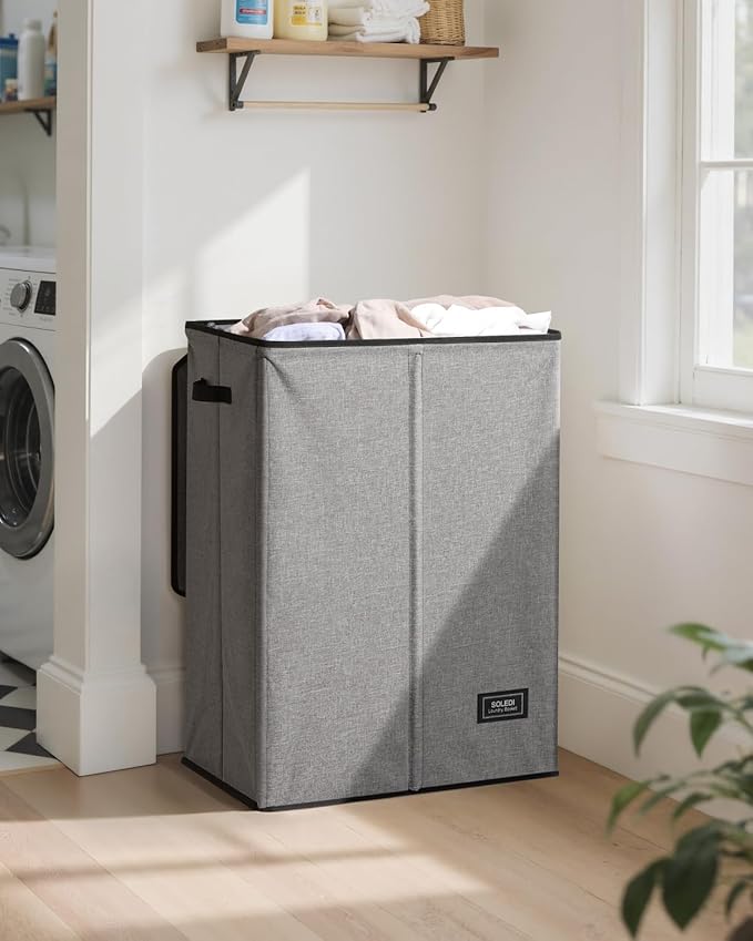 SOLEDI Laundry Hamper with Lid 130L Large & Tall Collapsible Laundry Basket, Clothes Hamper with Bag Removable Easy to Carry,