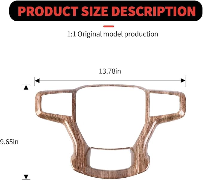 Steering Wheel Trim Cover Frame Decoration Interior Accessories Compatible with Chevrolet Silverado 2019-2023,for Chevrolet Tahoe 2021-2023,for Suburban SUV 2020-2023,Wood grain