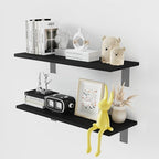 Floating Shelf Board for Wall 5/8" – No Brackets – 24" L x 8" W x 0.6" T Black Melamine Wood Floating Shelves for Bathroom, K