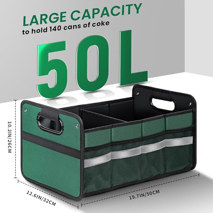 Car Trunk Organizer, Car Storage Organizer, Collapsible Multi Compartment for Car, Suv, Sedan, Truck, 100L, Extra Larger